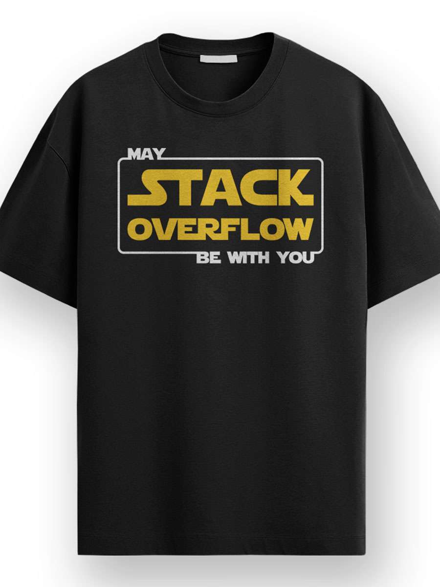 Stack Overflow- Black Round Neck Coding T-shirt