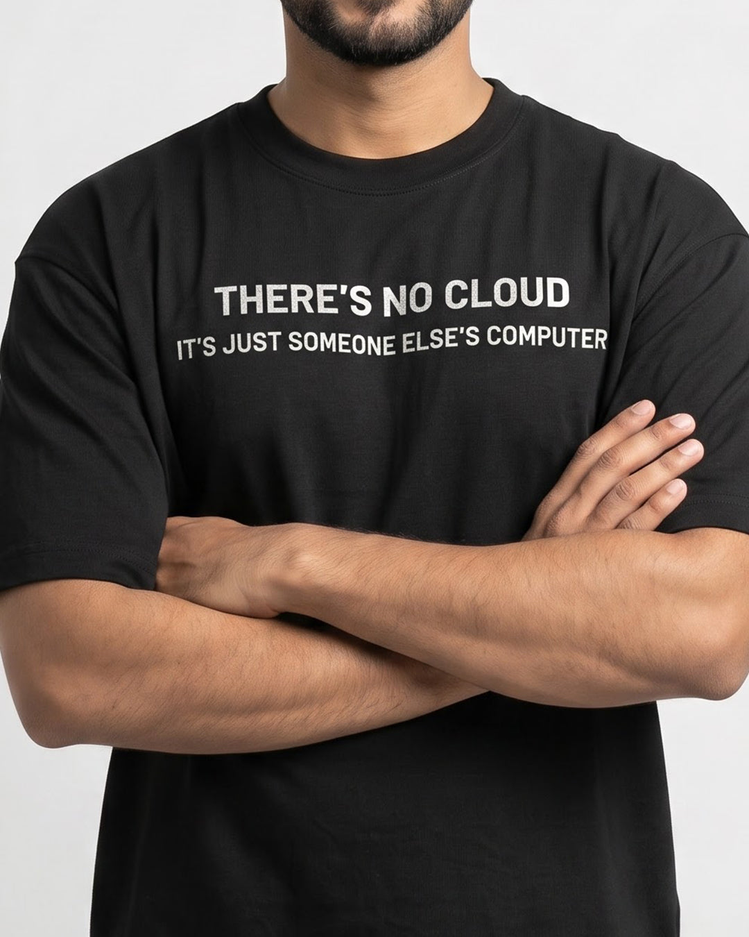 There is no Cloud- Black Round Neck Coding T-shirt