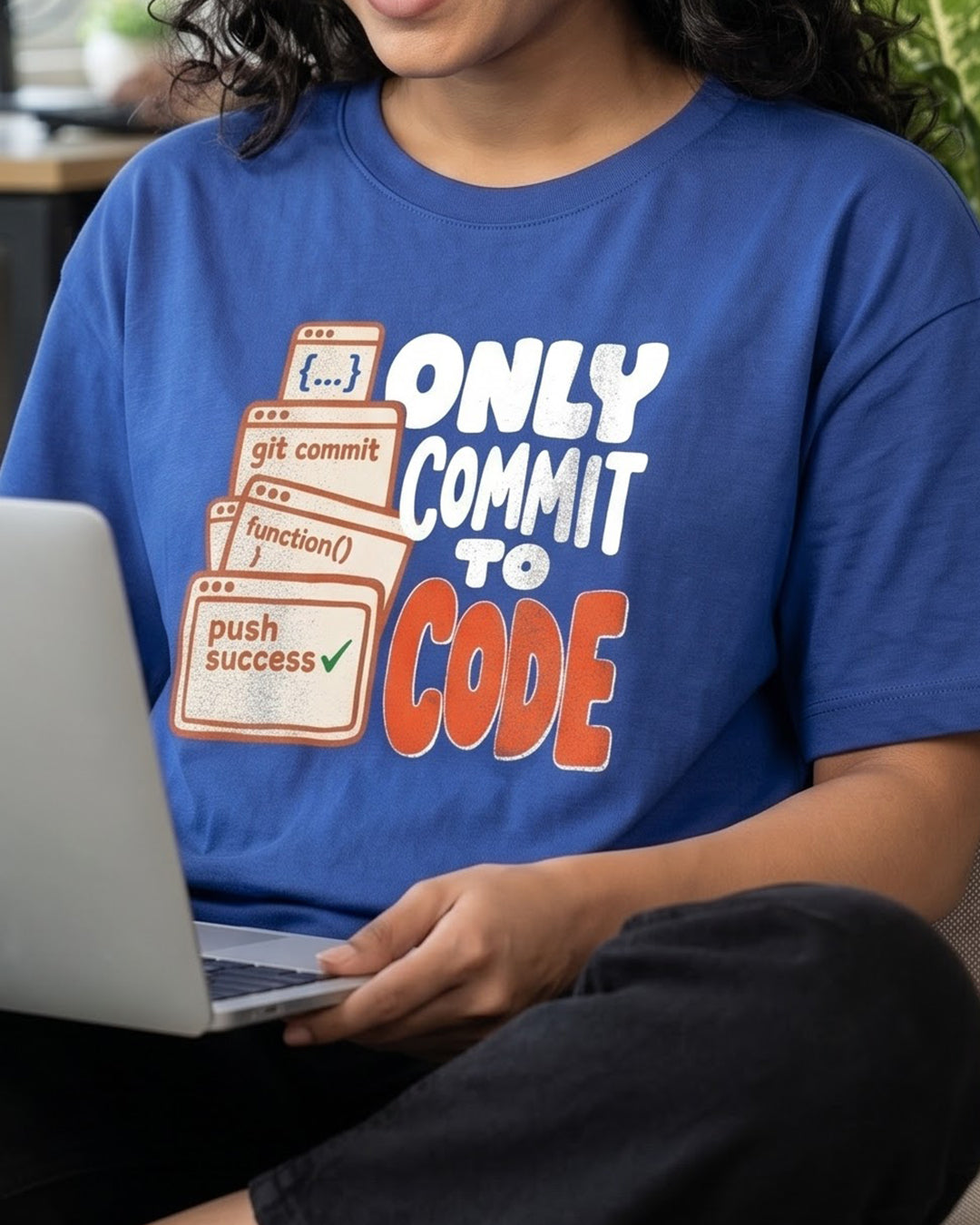 Commit To Code- Royal Blue Round Neck Coding Tshirt