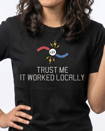Worked Locally- Black Round Neck Coding T-shirt