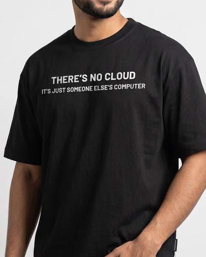 There is no Cloud- Black Round Neck Coding T-shirt