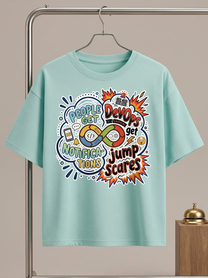 Devops Jumpscares- Mint Oversized Coding Tshirt