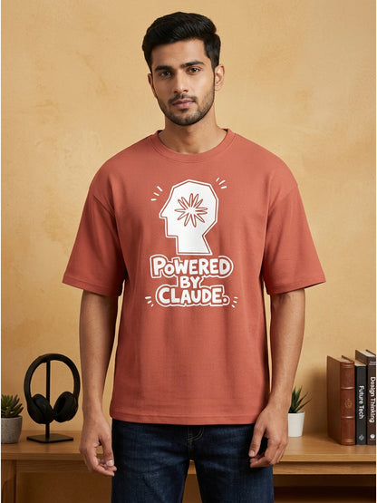 Powered By Claude- Coral Oversized A.I. Tshirt