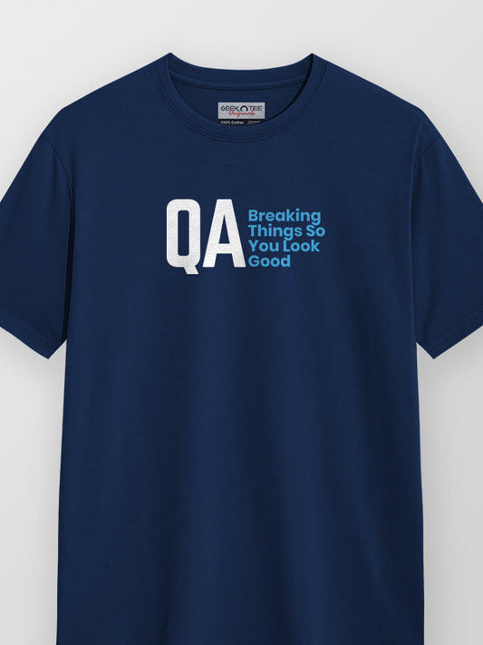 QA- Navy Blue Round Neck Coding T-shirt
