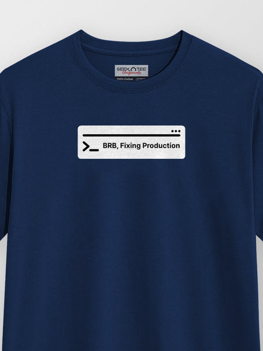 Fixing Production- Navy Blue Round Neck Coding T-shirt