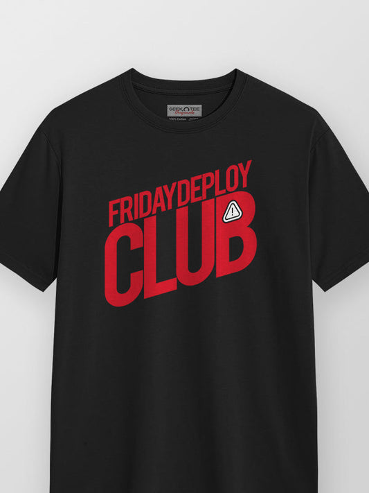 Friday Deploy Club- Black Round Neck Coding T-shirt