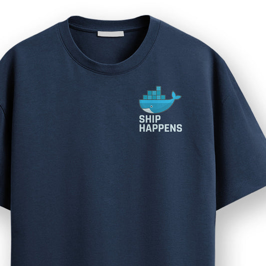 Ship Happens - Navy Blue Coding Round Neck T-shirt
