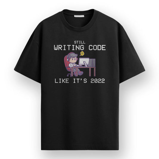 Still Writing Code - Black Coding Round Neck T-shirt