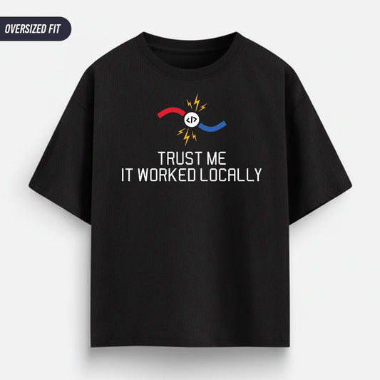 Worked Locally- Black Coding Oversized Tshirt