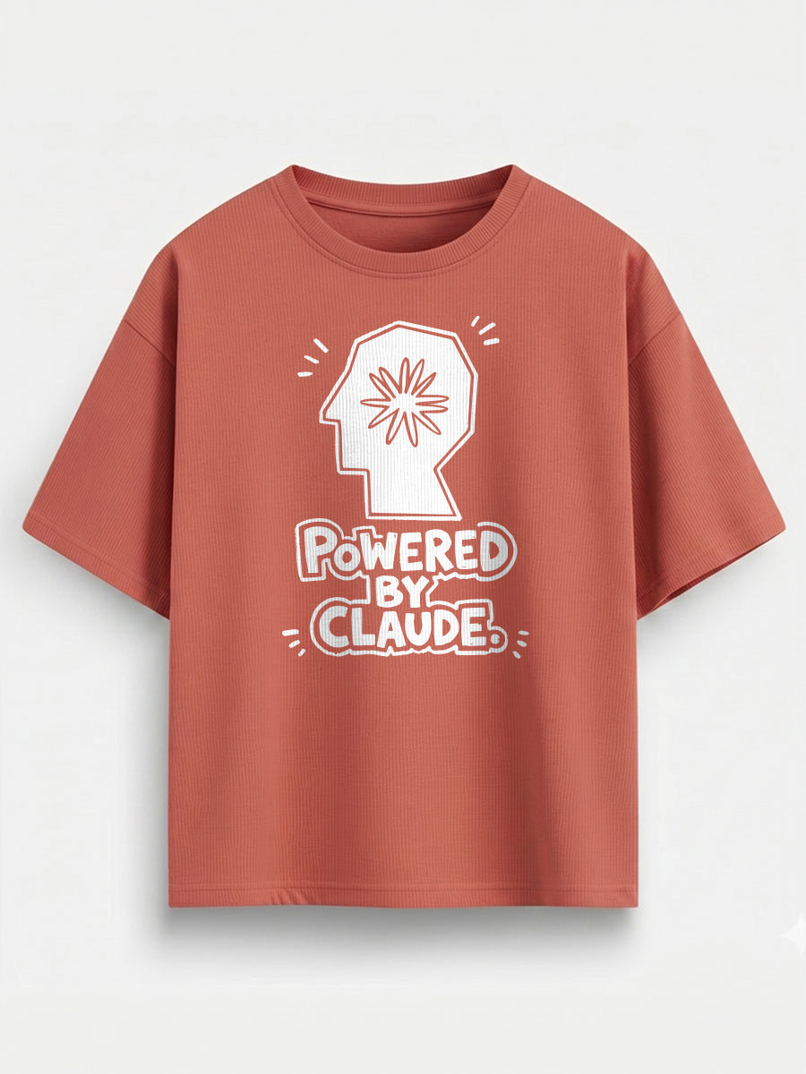 Powered By Claude- Coral Oversized A.I. Tshirt