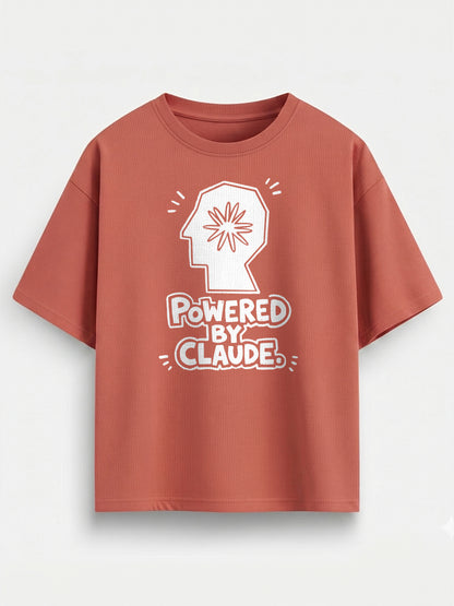 Powered By Claude- Coral Oversized A.I. Tshirt