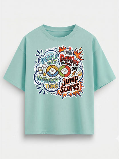 Devops Jumpscares- Mint Oversized Coding Tshirt