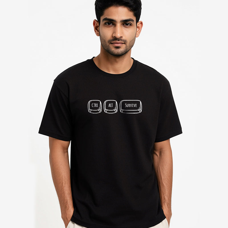 CTRL ALT DELETE- Black Round Neck Corporate T-shirt