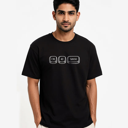 CTRL ALT DELETE- Black Round Neck Corporate T-shirt