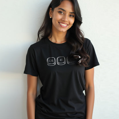 CTRL ALT DELETE- Black Round Neck Corporate T-shirt
