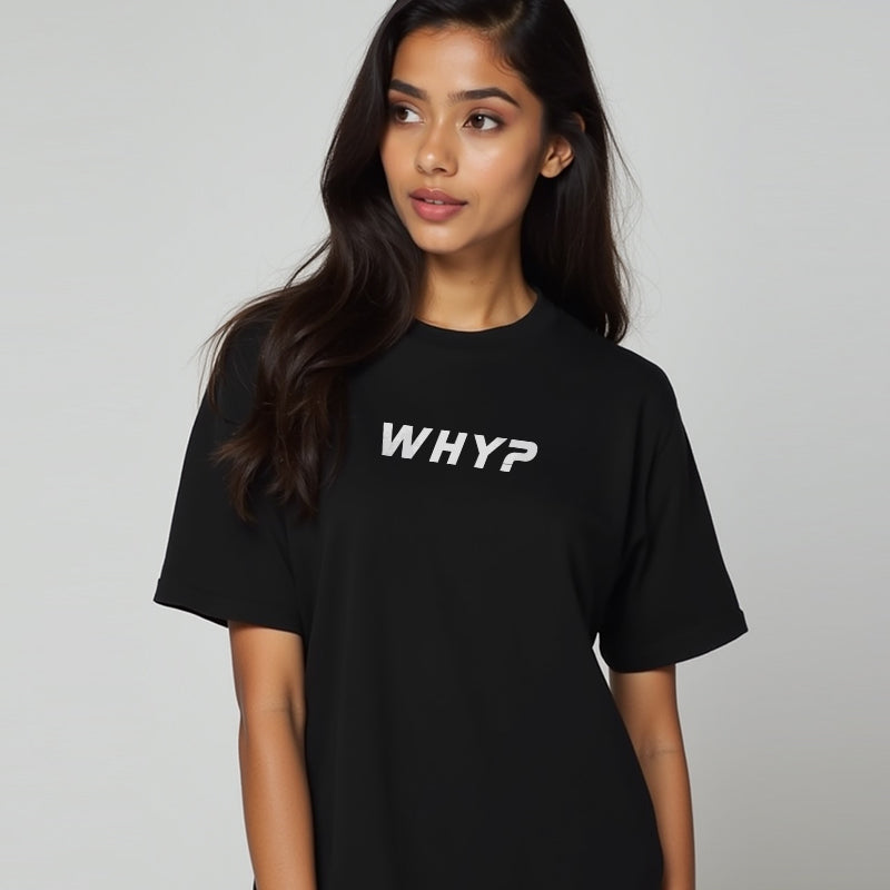 Why?- Black Round Neck Corporate T-shirt