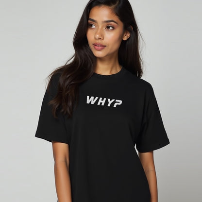 Why?- Black Round Neck Corporate T-shirt