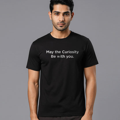 Curiosity With You- Black Round Neck Corporate T-shirt