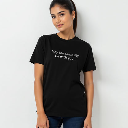 Curiosity With You- Black Round Neck Corporate T-shirt