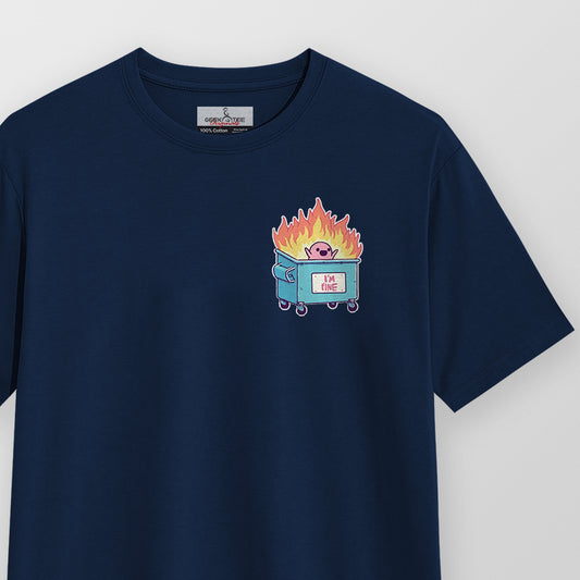 I am Fine - Navy Blue Corporate Round Neck T-shirt