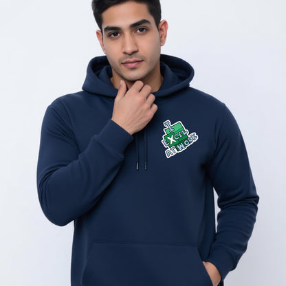I Excel at work - Navy Blue Corporate Hoodie