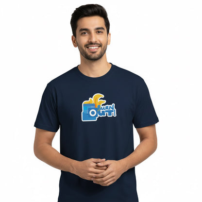 Burn Out - Navy Blue Corporate Round Neck T-shirt