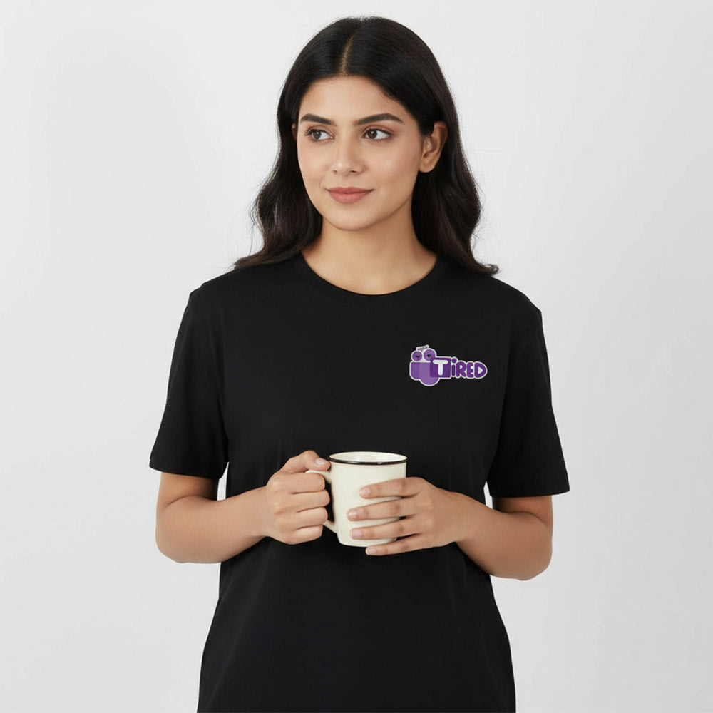Tired - Black Corporate Round Neck T-shirt