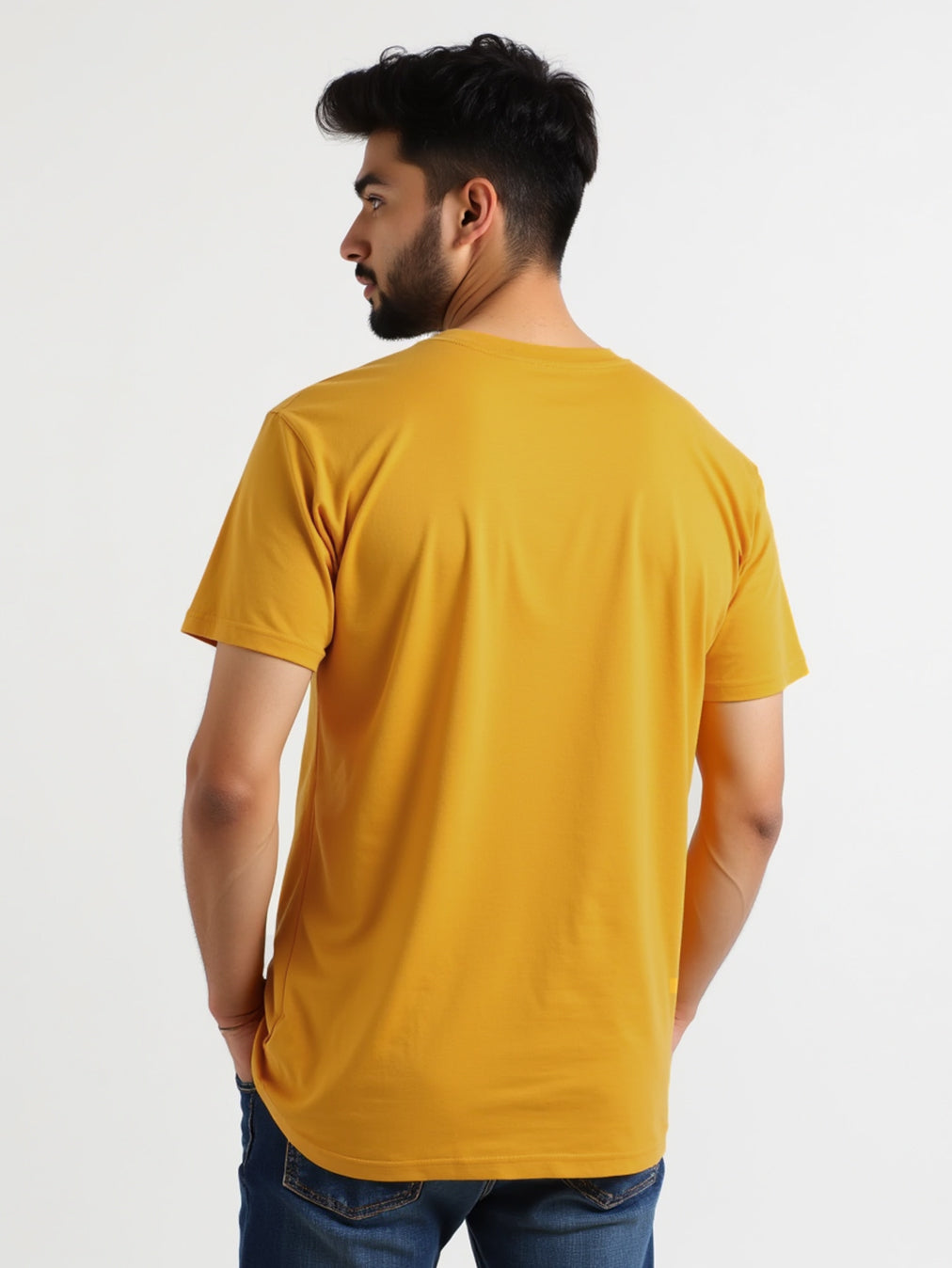 Tea Break- Mustard Yellow Round Neck Corporate T-shirt