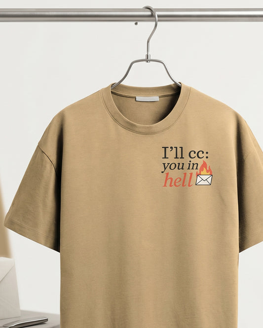 CC at hell - Beige Corporate Round Neck T-shirt