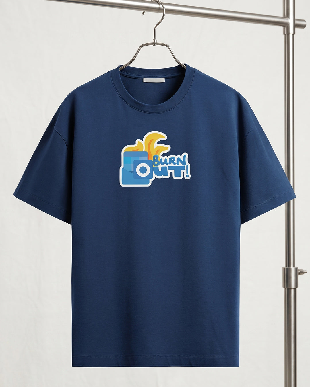 Burn Out - Navy Blue Corporate Round Neck T-shirt