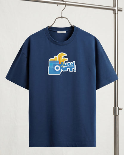 Burn Out - Navy Blue Corporate Round Neck T-shirt