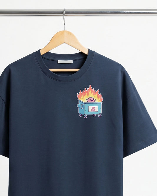 I am Fine - Navy Blue Corporate Round Neck T-shirt