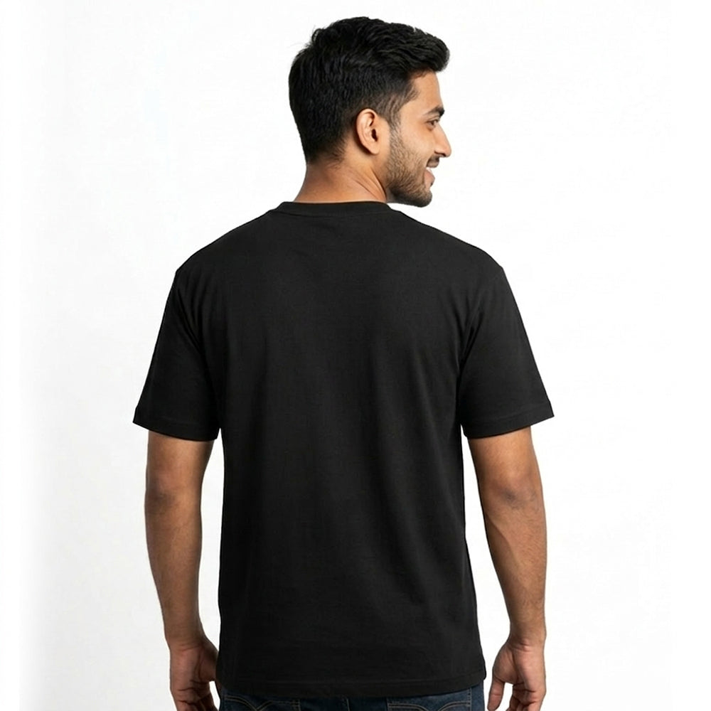 Sheet Work- Black Round Neck Corporate T-shirt