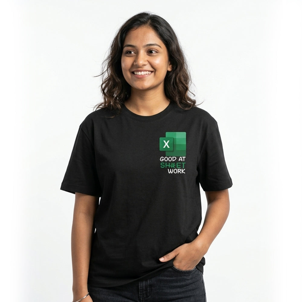 Sheet Work- Black Round Neck Corporate T-shirt