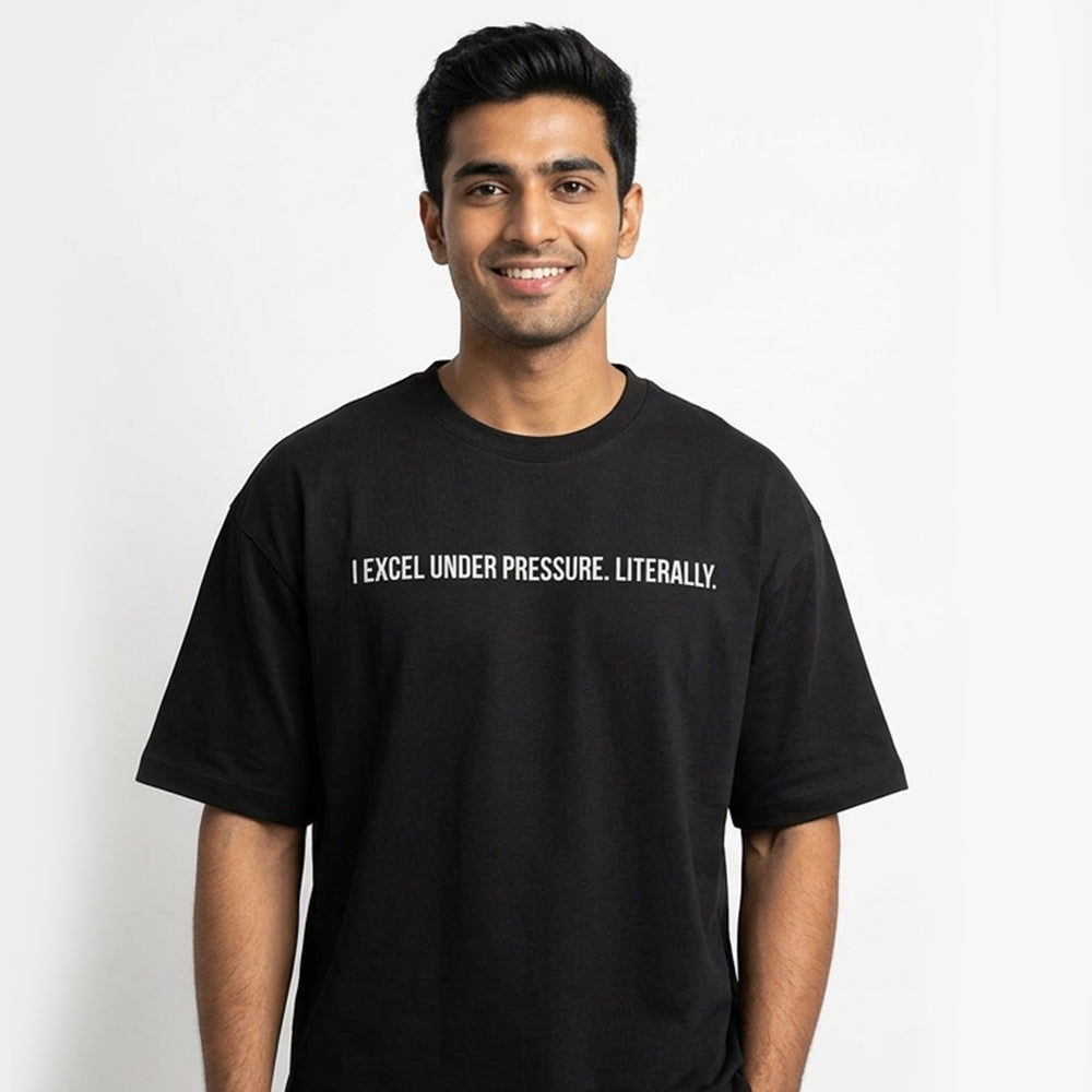 Excel Under Pressure- Black Round Neck Corporate T-shirt