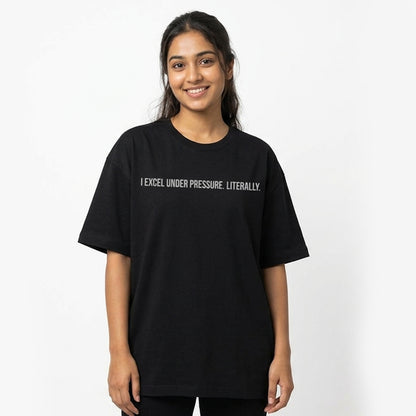 Excel Under Pressure- Black Round Neck Corporate T-shirt