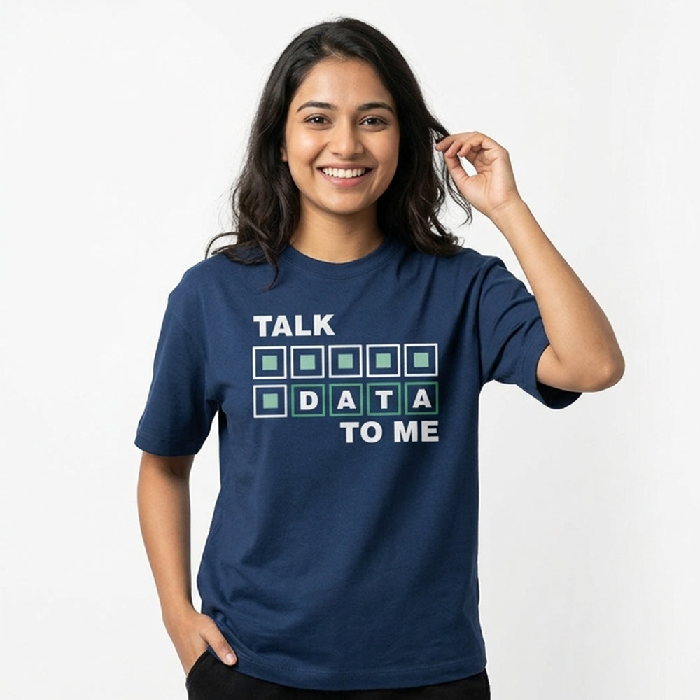 Talk Data- Navy Blue Round Neck Corporate T-shirt