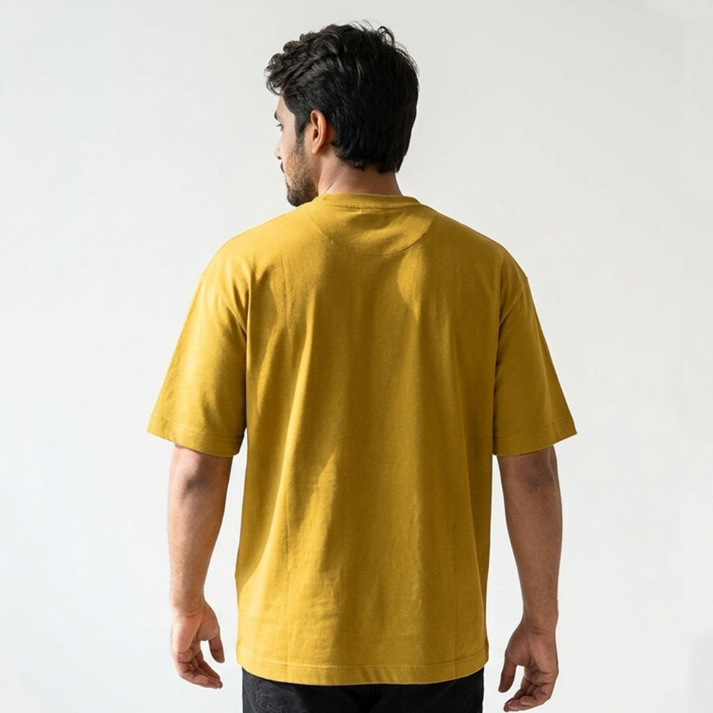 Tea Break- Mustard Yellow Round Neck Corporate T-shirt