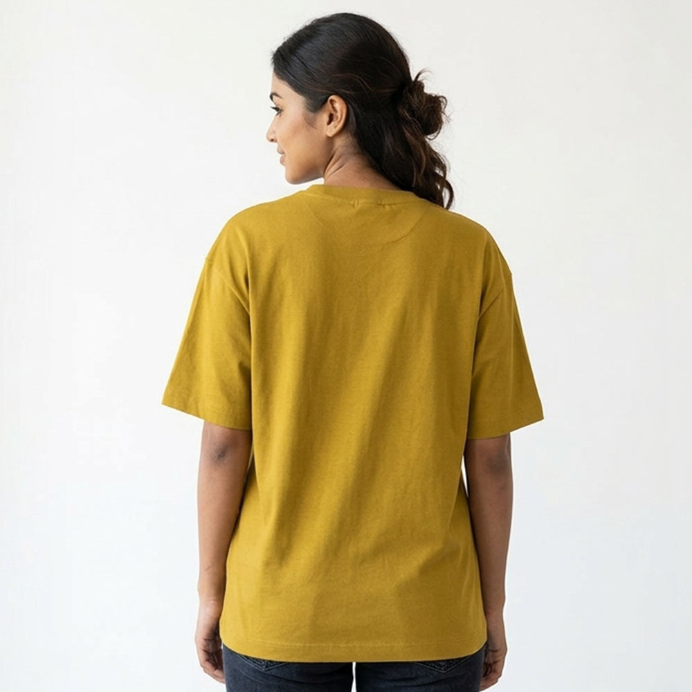 Tea Break- Mustard Yellow Round Neck Corporate T-shirt