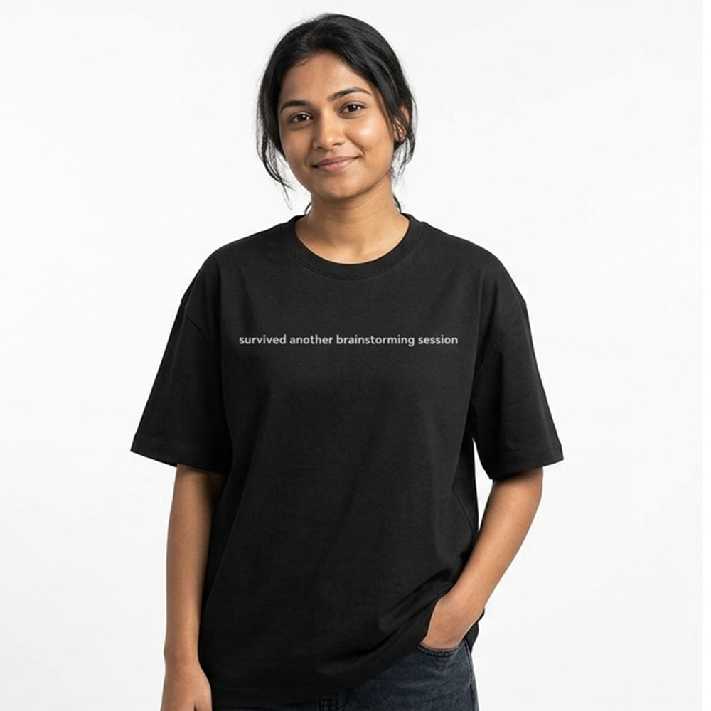 Brainstorming- Black Round Neck Corporate T-shirt