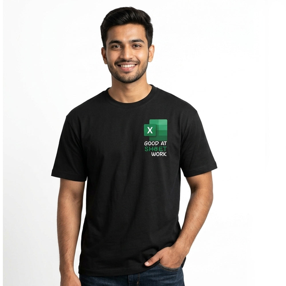 Sheet Work- Black Round Neck Corporate T-shirt