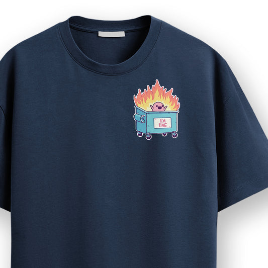 I am Fine - Navy Blue Corporate Round Neck T-shirt