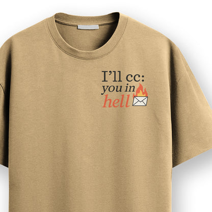 CC at hell - Beige Corporate Round Neck T-shirt