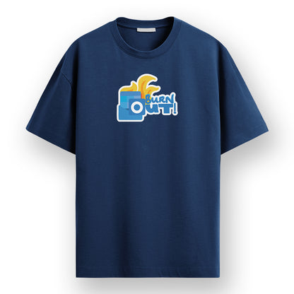 Burn Out - Navy Blue Corporate Round Neck T-shirt