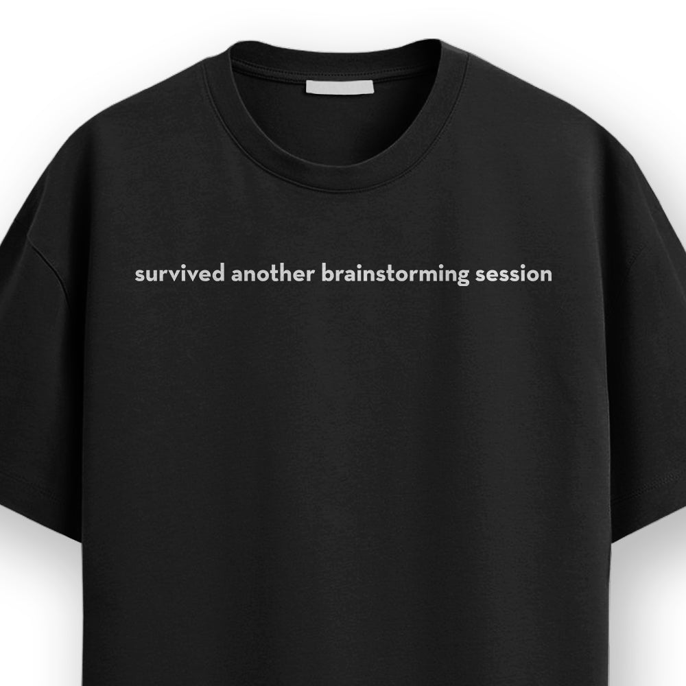 Brainstorming- Black Round Neck Corporate T-shirt