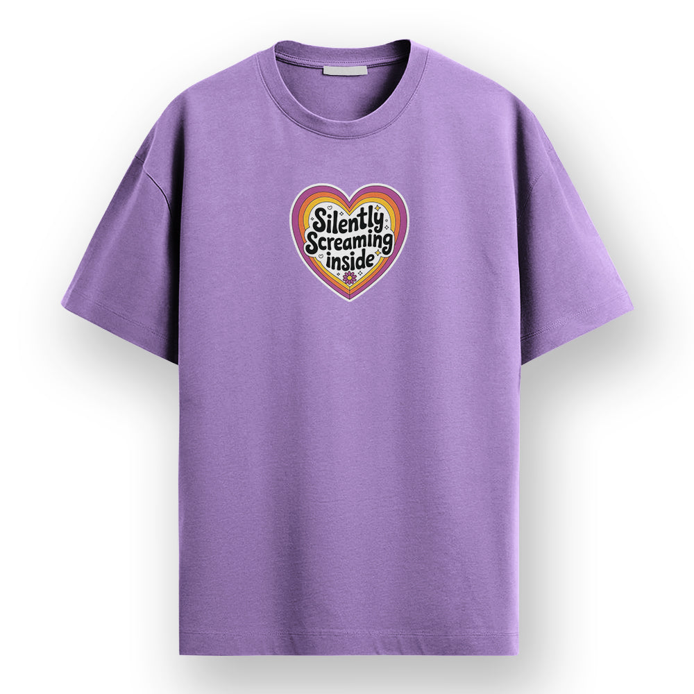 Silently Screaming Inside - Lavender Corporate Round Neck T-shirt