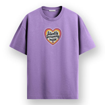 Silently Screaming Inside - Lavender Corporate Round Neck T-shirt