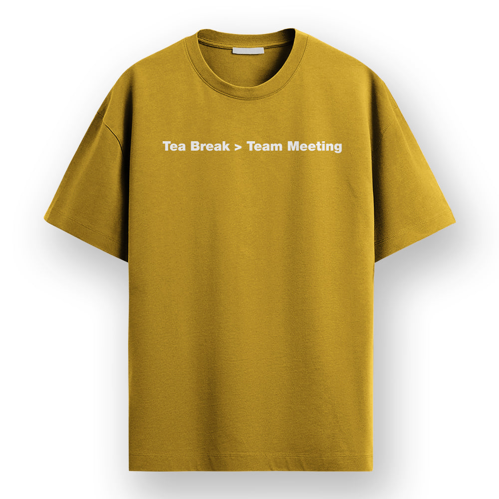 Tea Break- Mustard Yellow Round Neck Corporate T-shirt