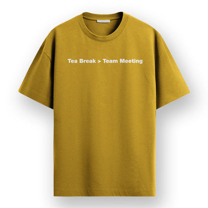 Tea Break- Mustard Yellow Round Neck Corporate T-shirt