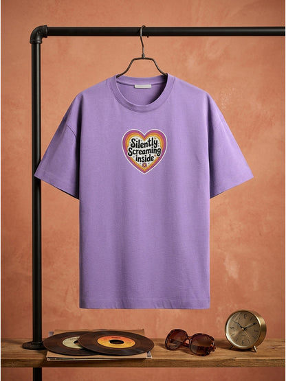 Silently Screaming Inside - Lavender Corporate Round Neck T-shirt